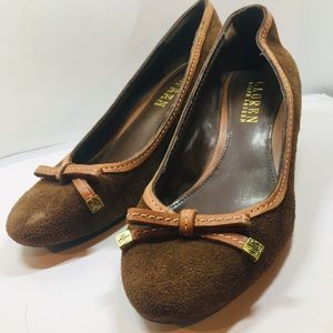 Ralph Lauren Brown Suede Pumps, Size 8